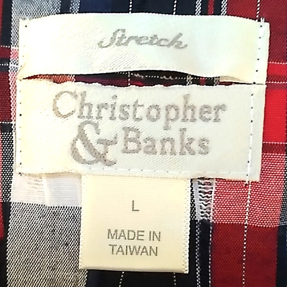 Christopher & Banks Stretch Plaid Button Down Blouse. Size Large. NWOT - Picture 10 of 11